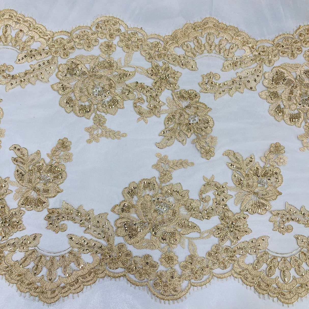 Beaded Floral Lace Trimming