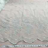 Beaded Lace Fabric on Polyester Net Mesh