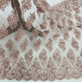 Beaded Embroidered Lace Mesh Coral