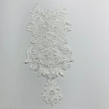Beaded & Corded Lace Medallion Applique on 100% Polyester Mesh 25" x 10.5"