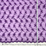 Beaded Lace Fabric Embroidered On 100 Percent Polyester Net Mesh - Purple, Lime Green, Black, Fuchsia, Red, 52" Width (1 Yard)