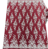 1 Yard Beaded and Sequined Lace Fabric White