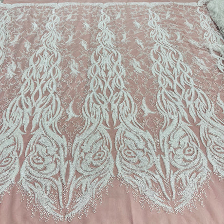 Beaded Corded Bridal Lace Fabric 58" Wide