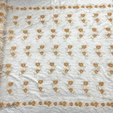 1 Yard - Corded Bridal Lace Fabric Embroidered on 100% Polyester Net Mesh Ivory with Silver - 53"