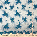 1 Yard Silver Beaded Lace Fabric Embroidered on Polyester Net Mesh for Wedding and Evening Gowns – 52"