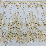1 Yard Luxurious Beaded Lace Fabric Embroidered on Polyester Net Mesh