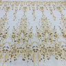 1 Yard Luxurious Beaded Lace Fabric Embroidered on Polyester Net Mesh