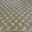Beaded Corded Lace Fabric - Embroidered 100 Percent Polyester Net Mesh, 52" Width (1 Yard)