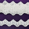 Beaded Corded Lace Trim 2" Wide White Off White