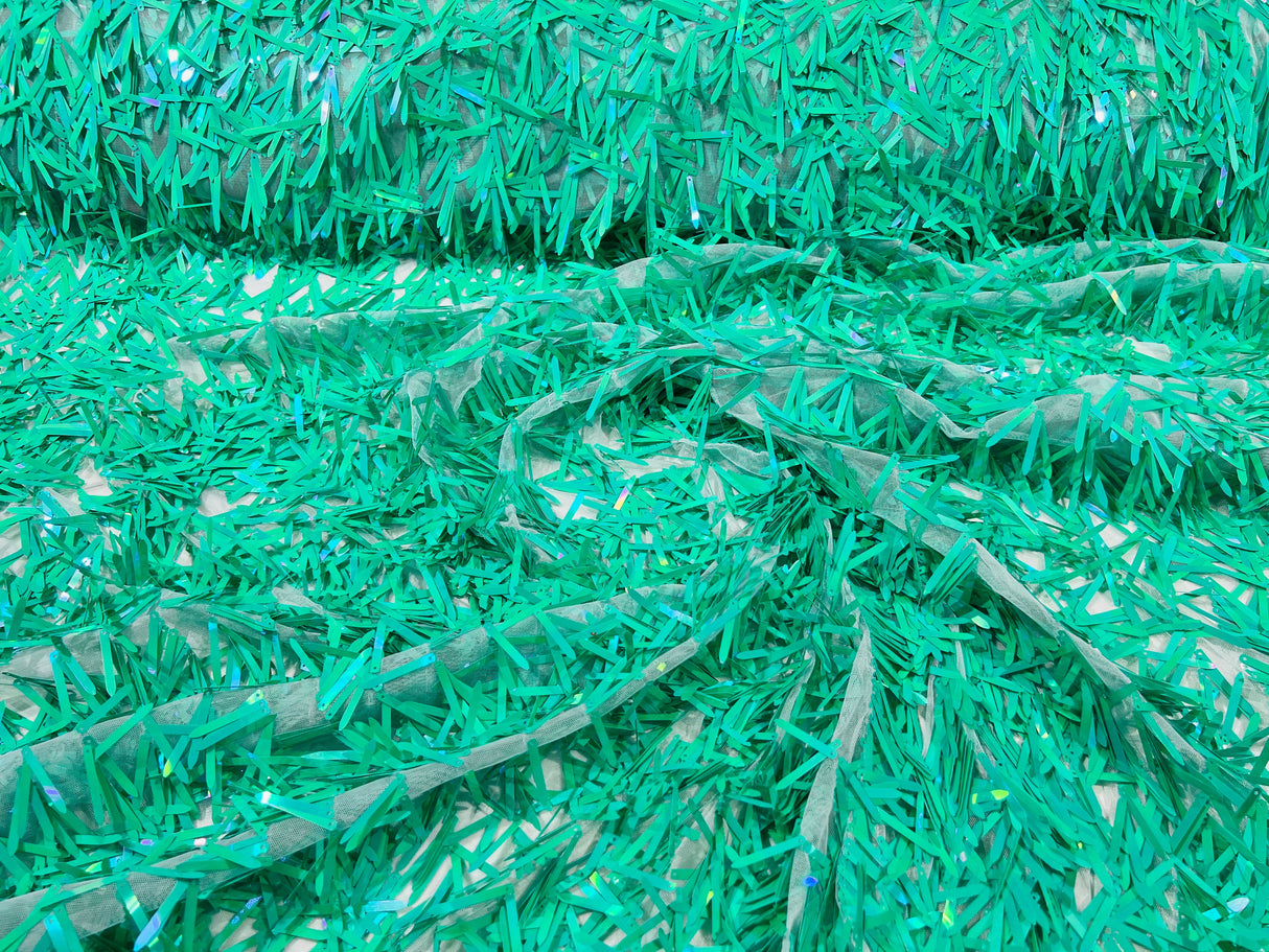 Swords Design Iridescent Sequins Polyester Fabric - Iridescent Sequin Mesh, 52" Width (1 Yard)