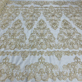 Embroidered Corded Bridal Lace Ivory Mesh
