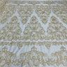 Embroidered Corded Bridal Lace Ivory Mesh
