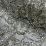 Beaded Lace Fabric Antique Silver