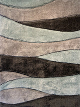 Touch Of Aqua Gray Silver Shag Area Rug Polyester Fabric - Plush Fluffy Shine 3D Stone Design, 2" Pile Height (2 Sizes)