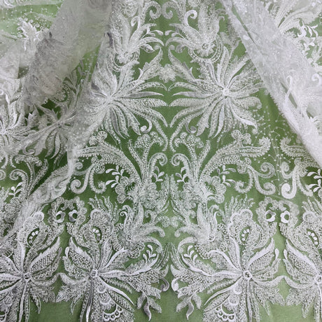 Beaded Embroidered Lace Fabric