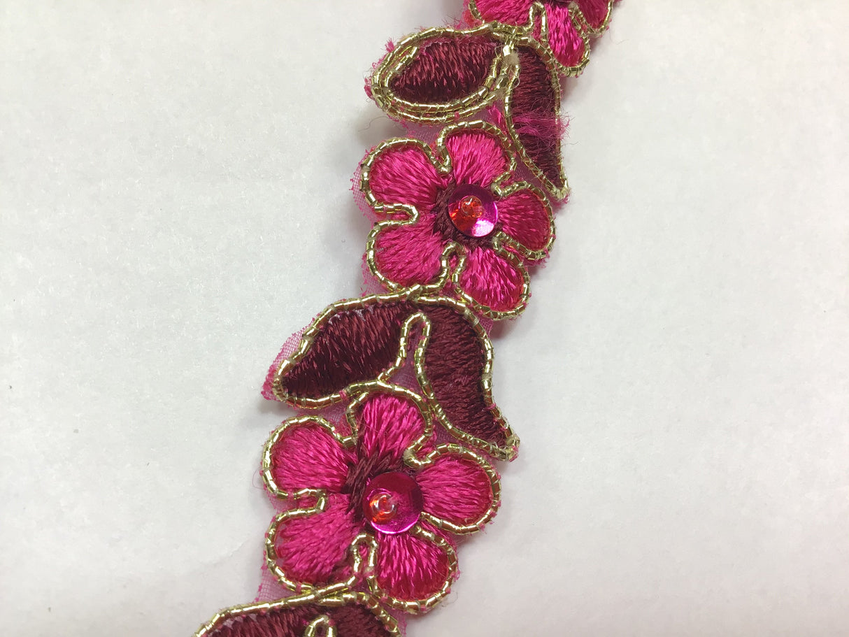 Beaded Corded Lace Trim on Polyester Organza