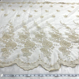 1 Yard Silver Beaded Embroidered Lace Fabric on Polyester Net Mesh for Bridal and Evening Couture – 52"