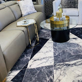 Makymo Polyester Faux Fur Rug - Black Gray And White Lattice Design, Soft Plush, 7'6" X 10'3" (1 Piece)