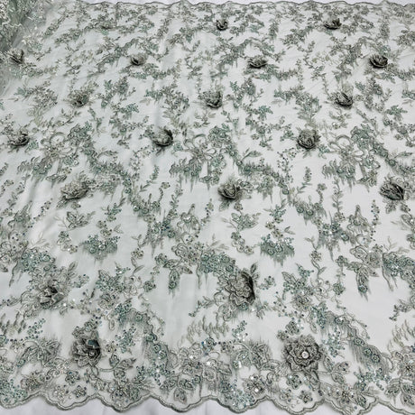 3D Floral Beaded Lace Mesh