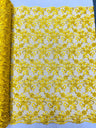 Estrella Corded Flowers Embroider With Sequins Mesh Lace Fabric - Floral Embroidered, Double Scallop, 50-54" Width, 36" Length (1 Yard)