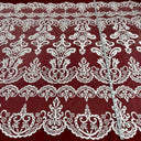 Corded Bridal Lace Fabric - Ivory With Silver Floral Embroidery, 51" Width (1 Yard)