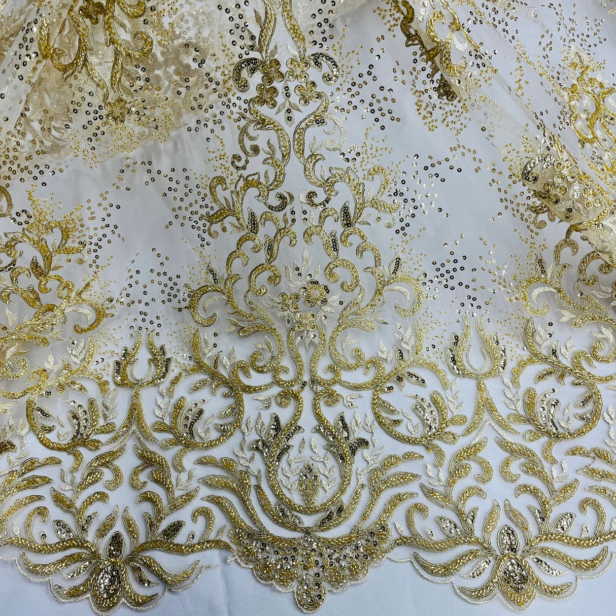 Beaded Corded Bridal Lace Fabric 56" Wide