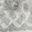 Corded Bridal Lace Fabric 50" Embroidered Polyester Net Mesh