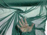 Sheer All Over AB Rhinestones Stretch Power Mesh Fabric - Colorful Rhinestone Embellishment, 58IN WIDTH (1 Yard)