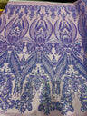 Big Sequin Damask Polyester Fabric - Damask Sequin Mesh, 54" Width (1 Yard)