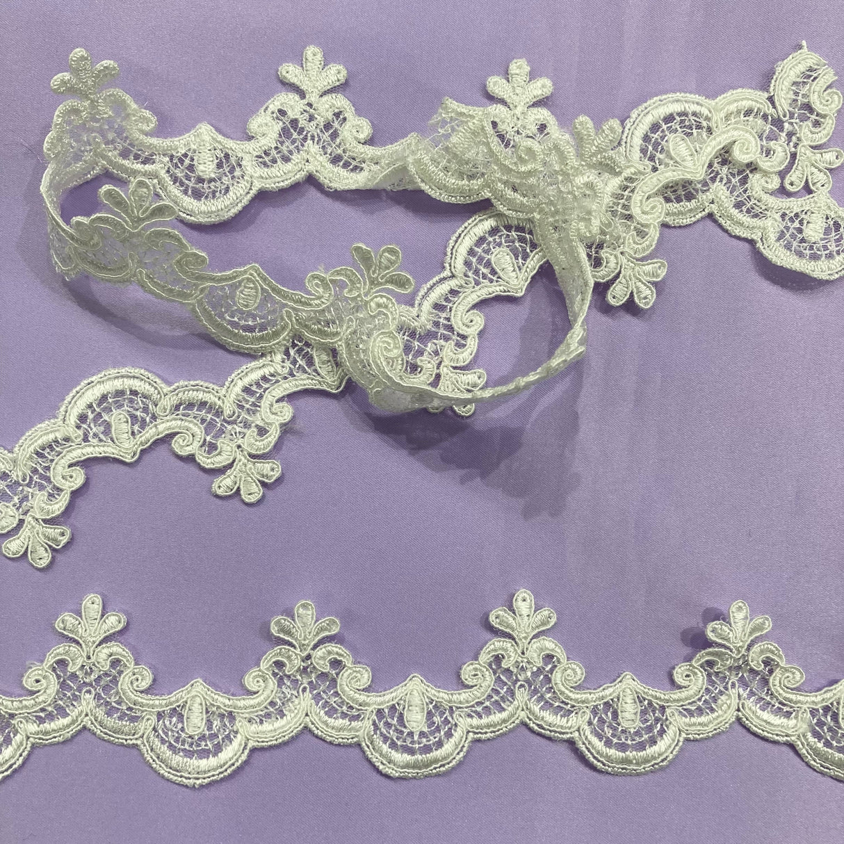 Polyester Net Mesh Corded Lace Trimming 1.5"