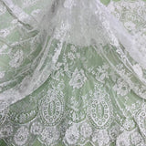 Beaded Chantilly Floral Lace White