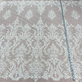 Corded Bridal Lace Polyester Fabric - Embroidered Floral Design, 52" Width (1 Yard)
