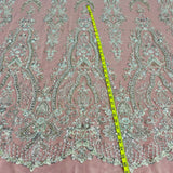 Beaded Lace Fabric on Polyester Net Mesh