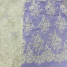 1 Yard Elegant Beaded and Corded Bridal Lace Fabric Embroidered on Polyester Net Mesh