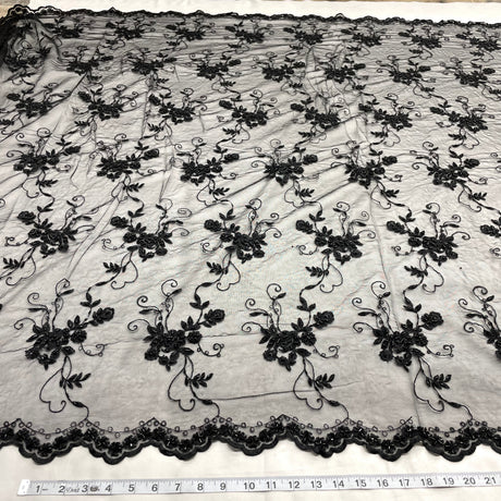 Beaded Lace Fabric Embroidered Mesh