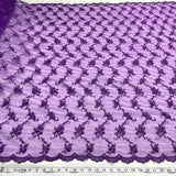 Beaded Lace Fabric Embroidered On 100 Percent Polyester Net Mesh - Purple, Lime Green, Black, Fuchsia, Red, 52" Width (1 Yard)