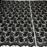 Corded Bridal Lace Fabric Embroidered On 100 Percent Polyester Net Mesh - White, Red, Black, 49" Width (1 Yard)