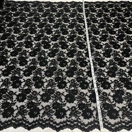 Corded Bridal Lace Fabric Embroidered On 100 Percent Polyester Net Mesh - White, Red, Black, 49" Width (1 Yard)