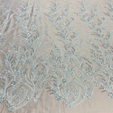 1 Yard Beaded Lace Fabric Embroidered on 100% Polyester Net Mesh – 51" Wide