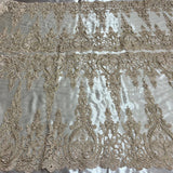 1 Yard Elegant Corded Bridal Lace Embroidered on Soft Polyester Net Mesh Fabric