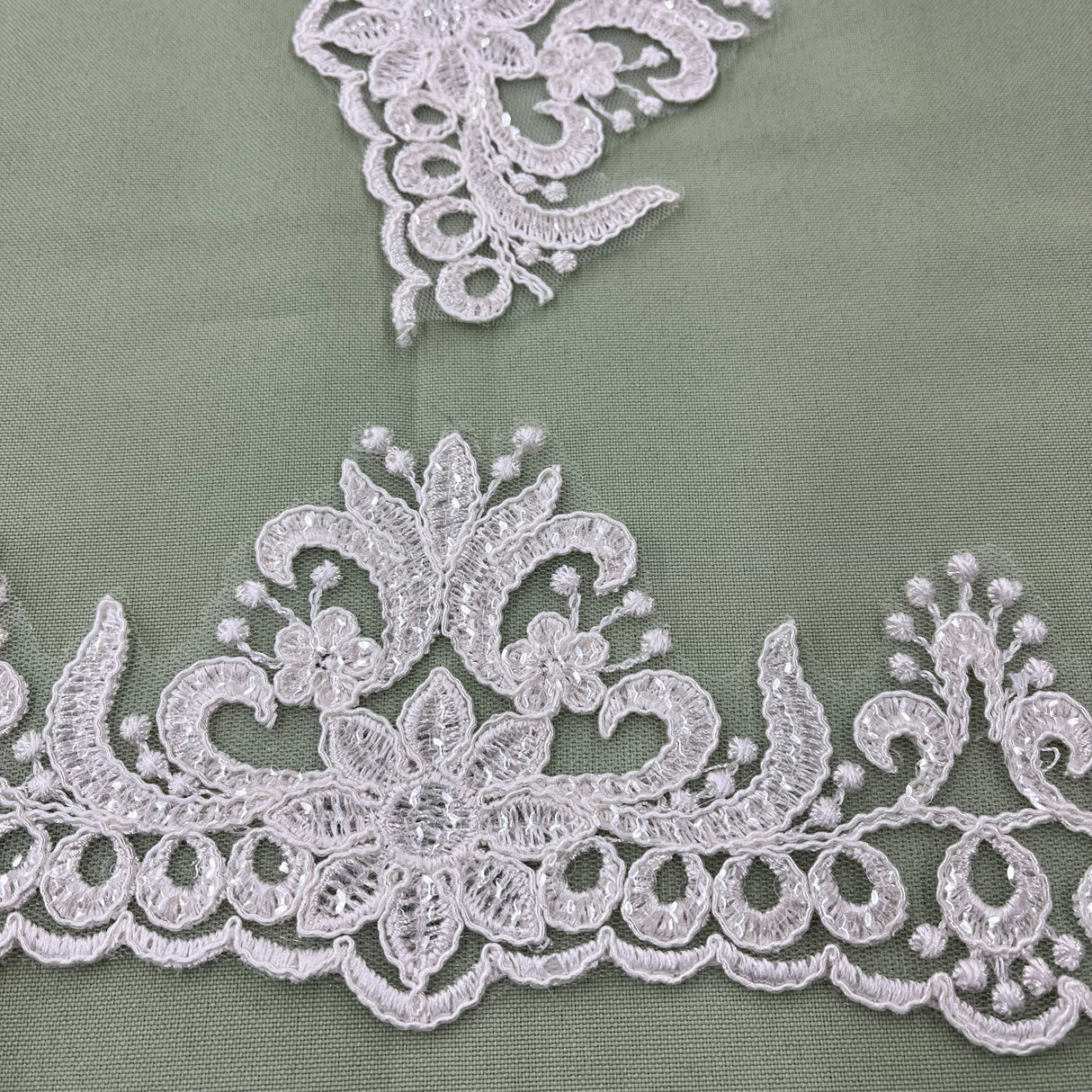 Beaded Corded Floral Lace Trim