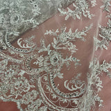 Beaded Corded Bridal Lace Fabric 51"