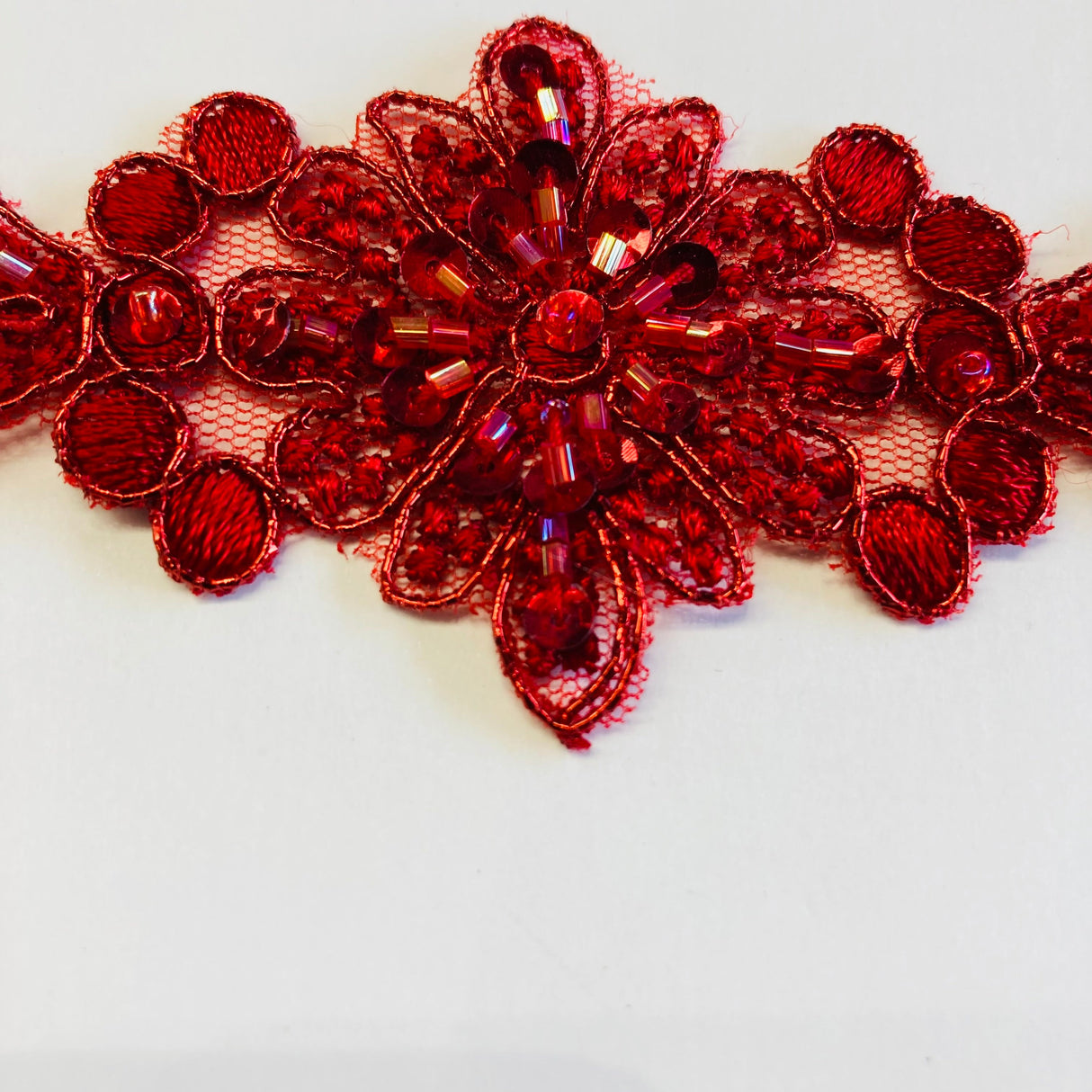 Beaded Corded Lace Trim Purple