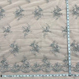 1 Yard Luxurious Beaded & Corded Bridal Lace Fabric Embroidered on Polyester Net Mesh – 54"