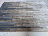 Maximus 241 Polyester Viscose Blend Fabric - Silver With Gold Geometric Design, Color-Changing Flat Weave (1 Rug)