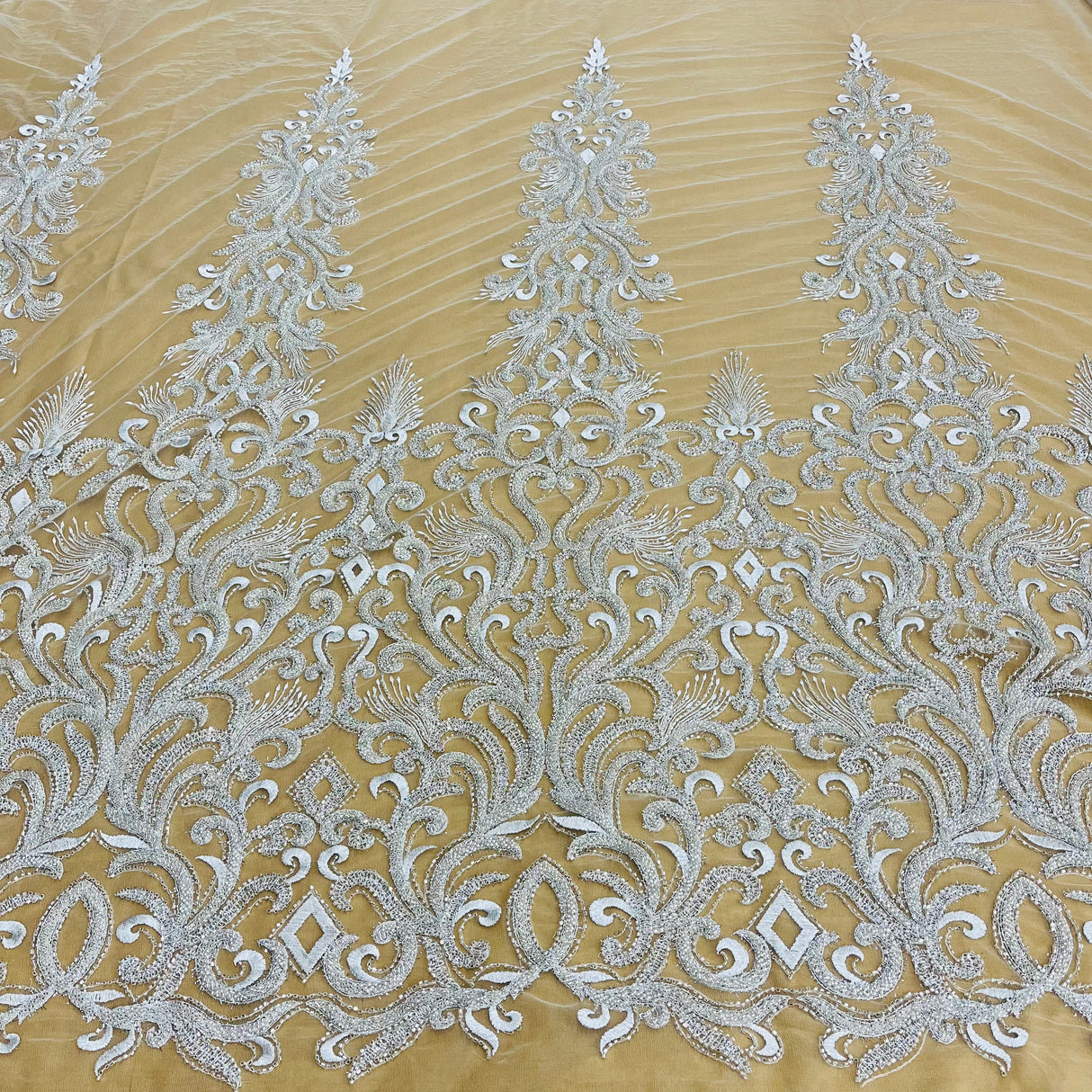 Beaded Embroidered Lace Fabric