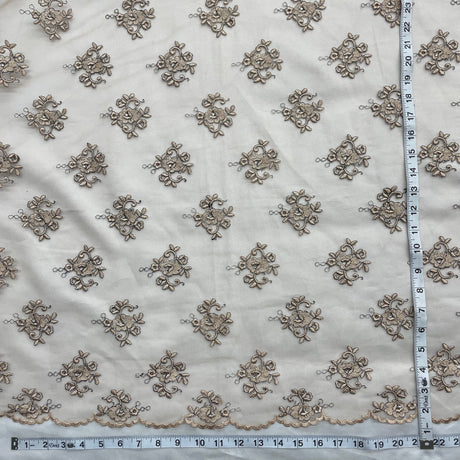 Beaded Lace Fabric on Polyester Net Mesh 52"