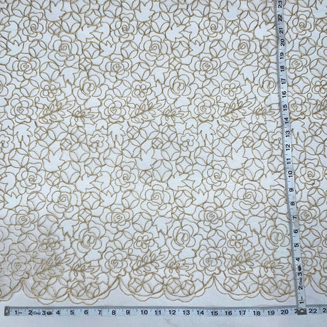 Corded Bridal Lace Fabric Embroidered Net Mesh