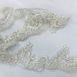 Beaded Corded Lace Trim 3" Polyester Mesh