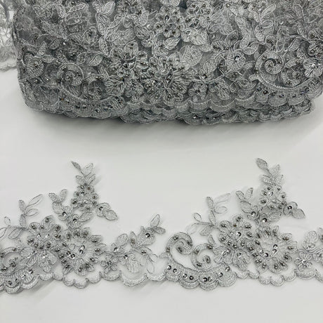 Beaded Corded Lace Trimming 4"